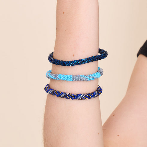 Ocean Pewter | Himalayan Glass Bead Bracelet