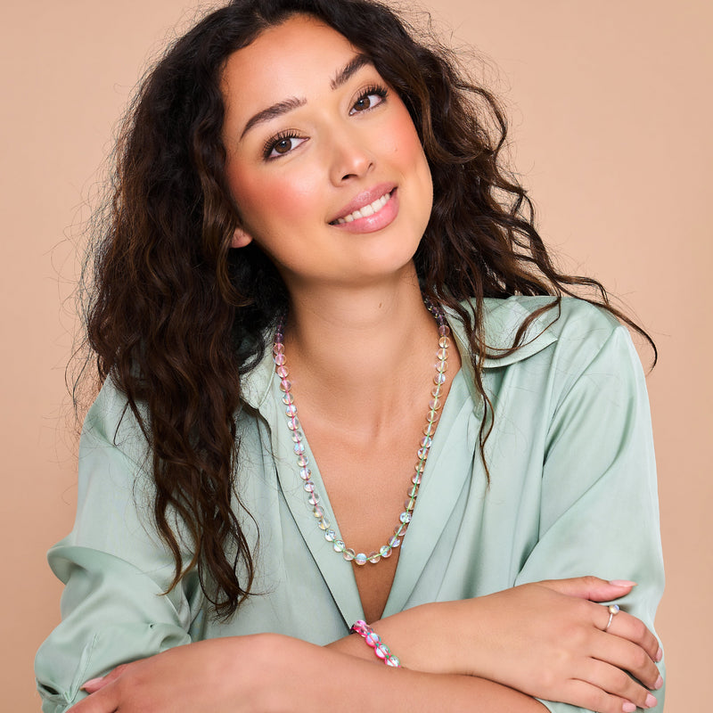 Rainbow Supernova | Silver | Galaxy Glass Knotted Necklace