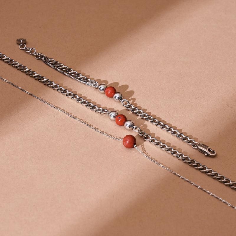 Red Jasper x Silver | Gemstone Chain Necklace