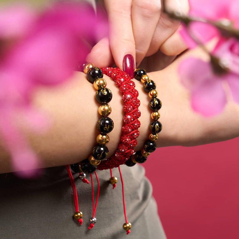 Tibetan Amulet | Deluxe Obsidian Mantra Bracelet