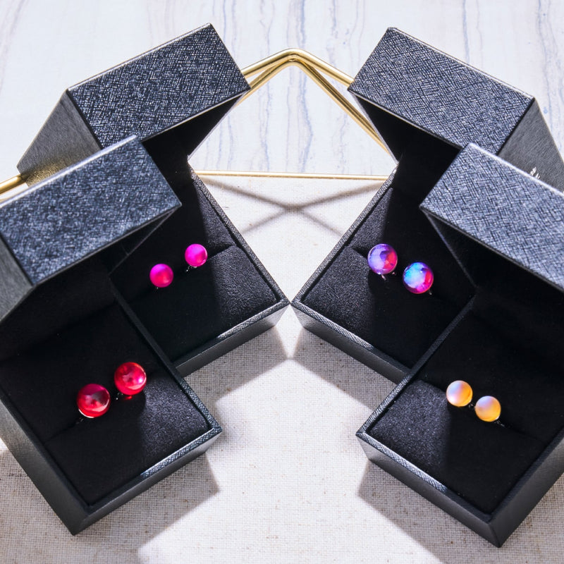 Cosmic Purple | .925 Sterling Silver | Galaxy Glass Stud Earrings