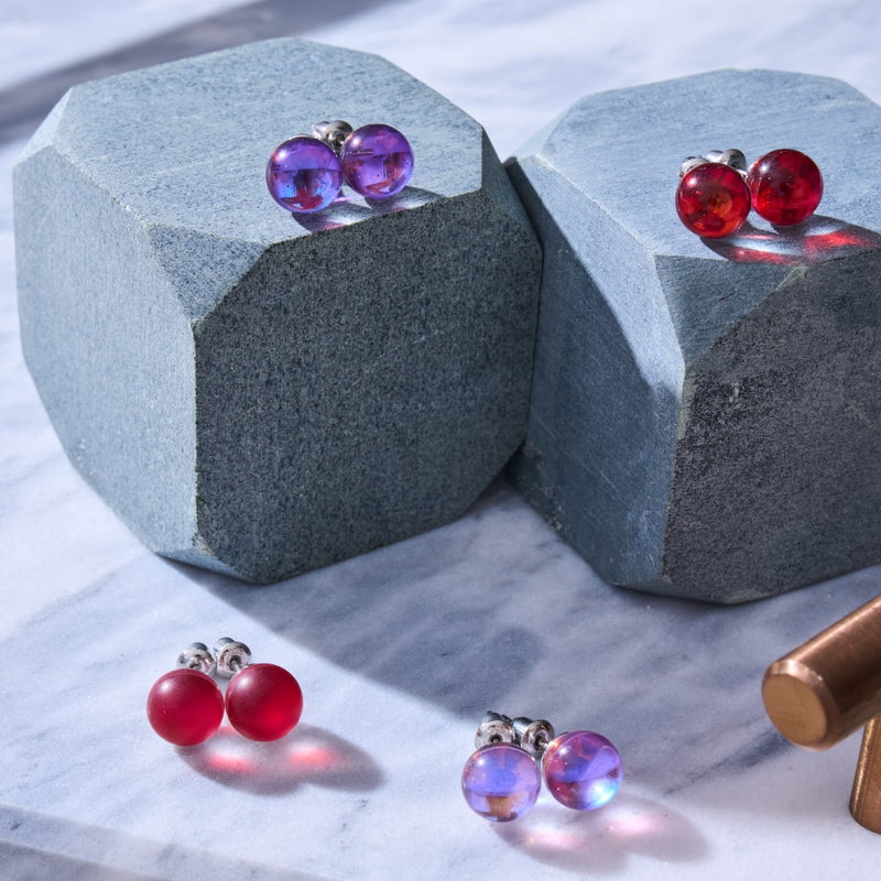 Cosmic Purple | .925 Sterling Silver | Galaxy Glass Stud Earrings