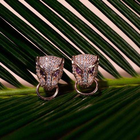 Panthera by Keysi Sayago | 18k Rose Gold | Cubic Zirconia Crystal Earrings