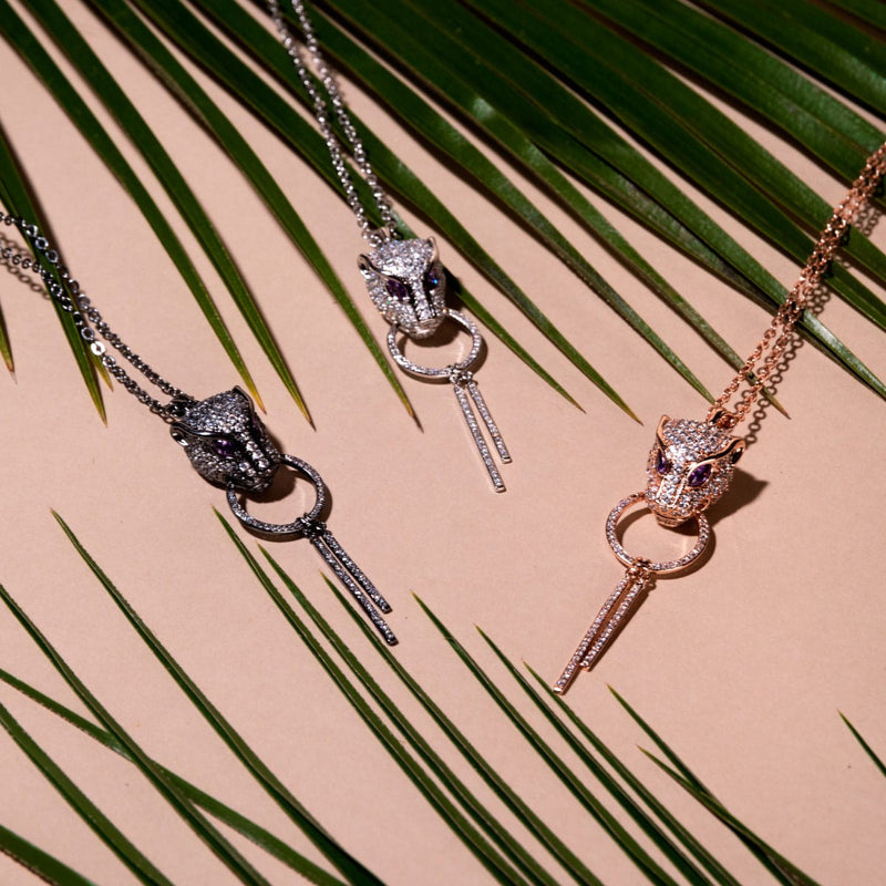 Panthera by Keysi Sayago | 18k Rose Gold | Cubic Zirconia Crystal Necklace