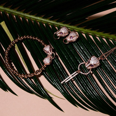 Panthera by Keysi Sayago | 18k Rose Gold | Cubic Zirconia Crystal Necklace