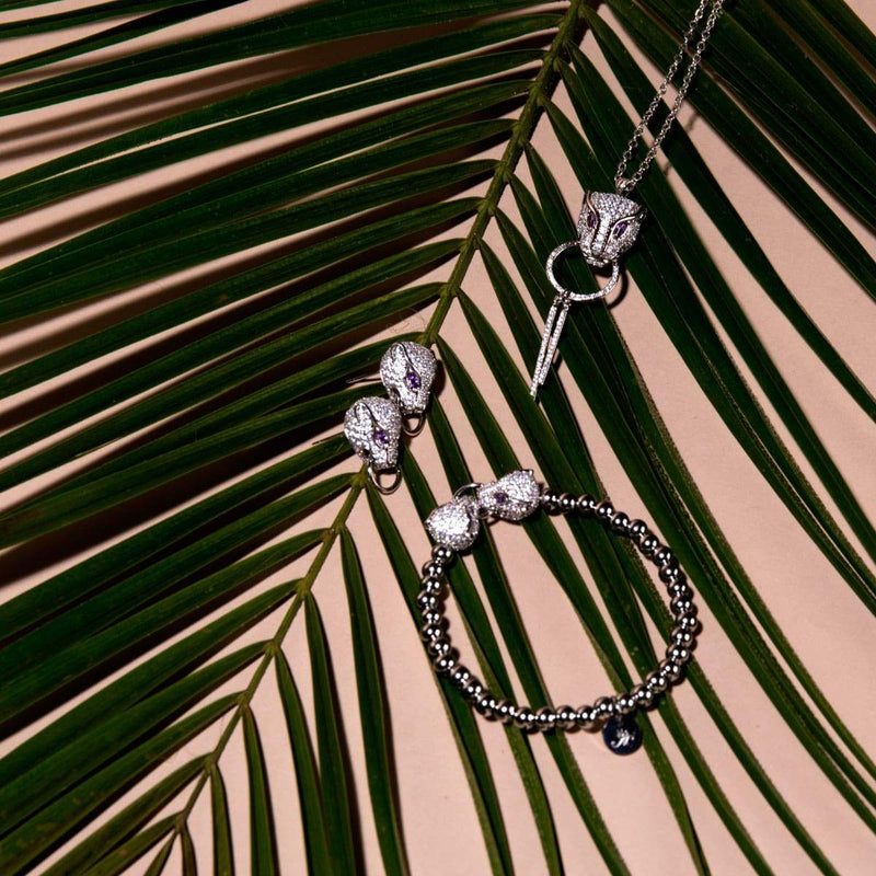 Panthera by Keysi Sayago | 18k White Gold | Cubic Zirconia Crystal Earrings