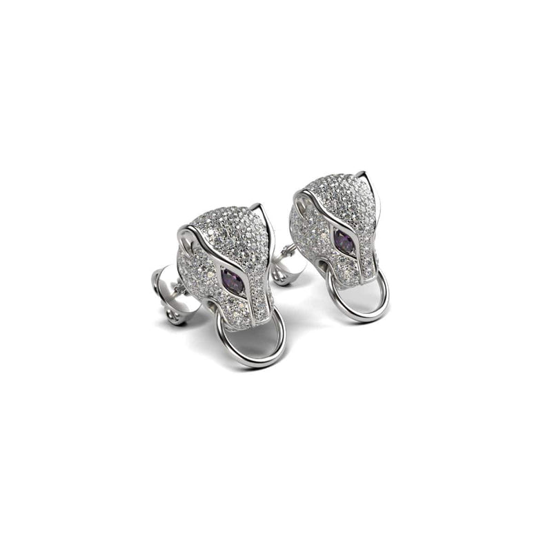Panthera by Keysi Sayago | 18k White Gold | Cubic Zirconia Crystal Earrings