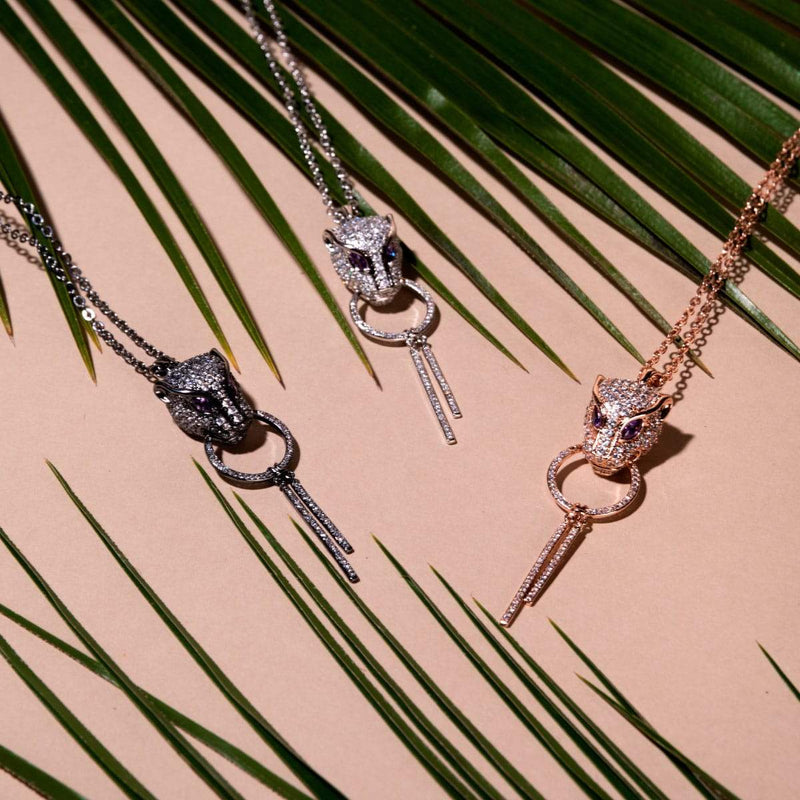 Panthera by Keysi Sayago | 18k White Gold | Cubic Zirconia Crystal Necklace