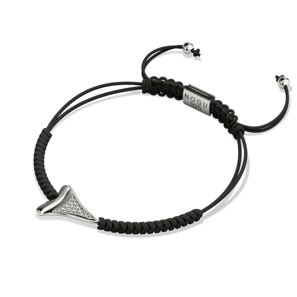 Shark Tooth Black Macrame Bracelet by Lauren Howe | .925 Sterling Silver | Crystal