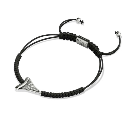 Shark Tooth Black Macrame Bracelet by Lauren Howe | .925 Sterling Silver | Crystal