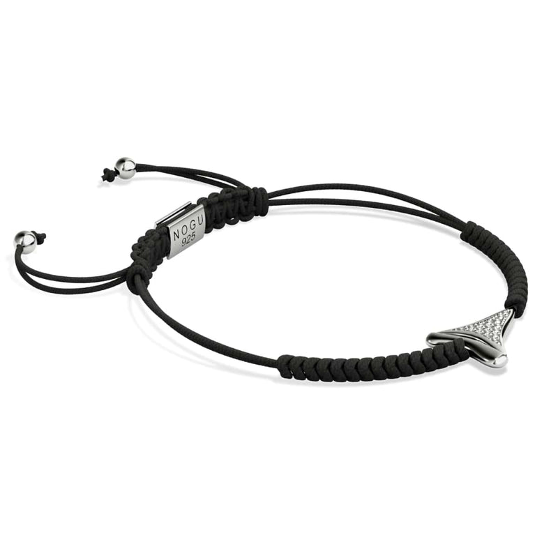 Shark Tooth Black Macrame Bracelet by Lauren Howe | .925 Sterling Silver | Crystal