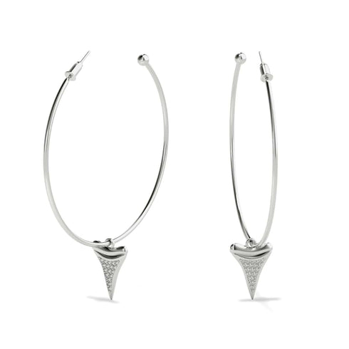Shark Tooth Hoop Earrings by Lauren Howe | .925 Sterling Silver | Crystal