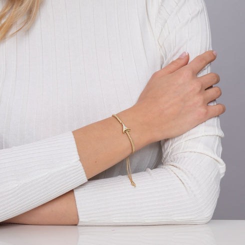 Shark Tooth Sand Macrame Bracelet by Lauren Howe | .925 Sterling Gold Vermeil | Crystal