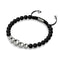 Matte Black Agate | Silver | Balance Gemstone Macrame Bracelet