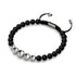 Matte Black Agate | Silver | Balance Gemstone Macrame Bracelet