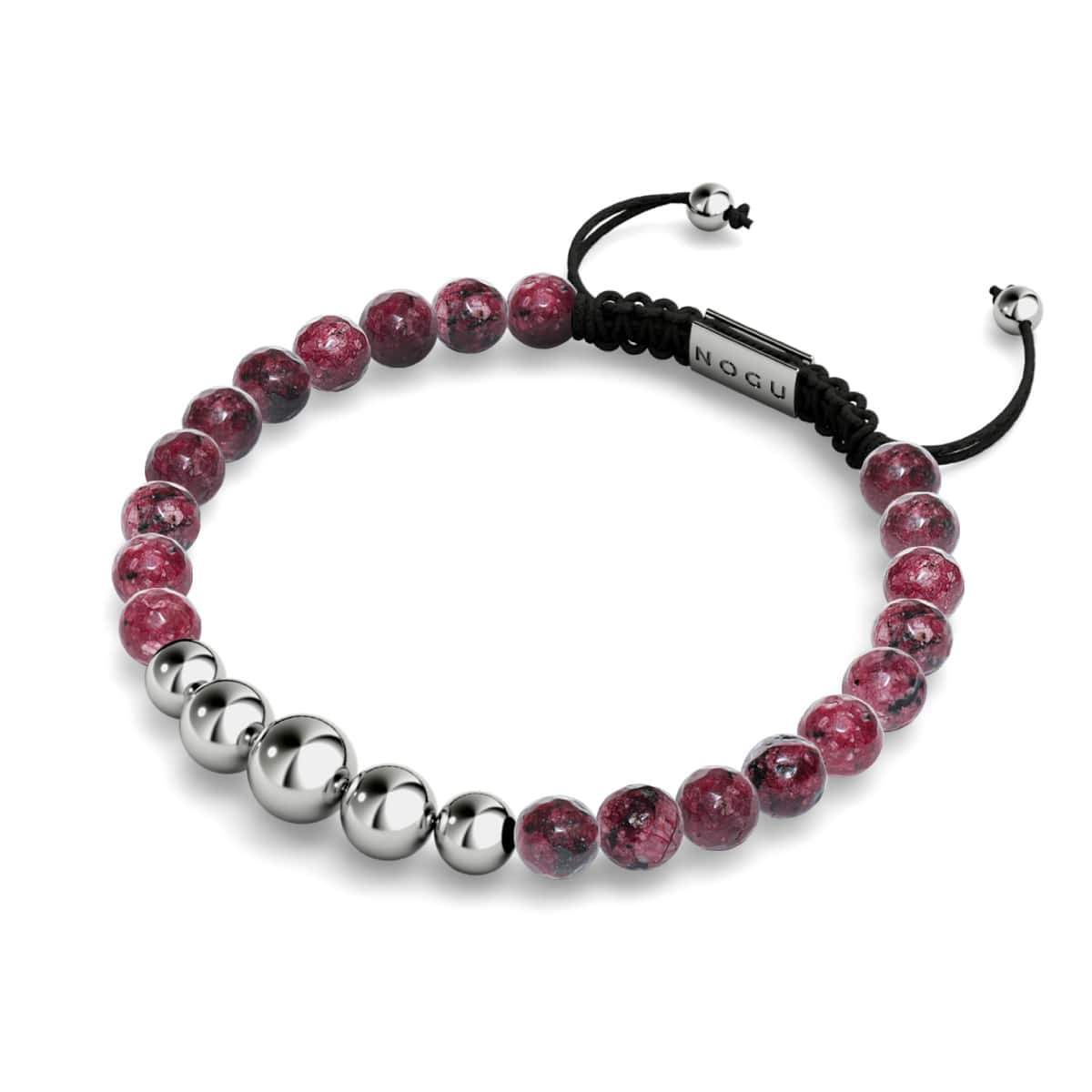 Mulberry Agate | Silver | Balance Gemstone Macrame Bracelet