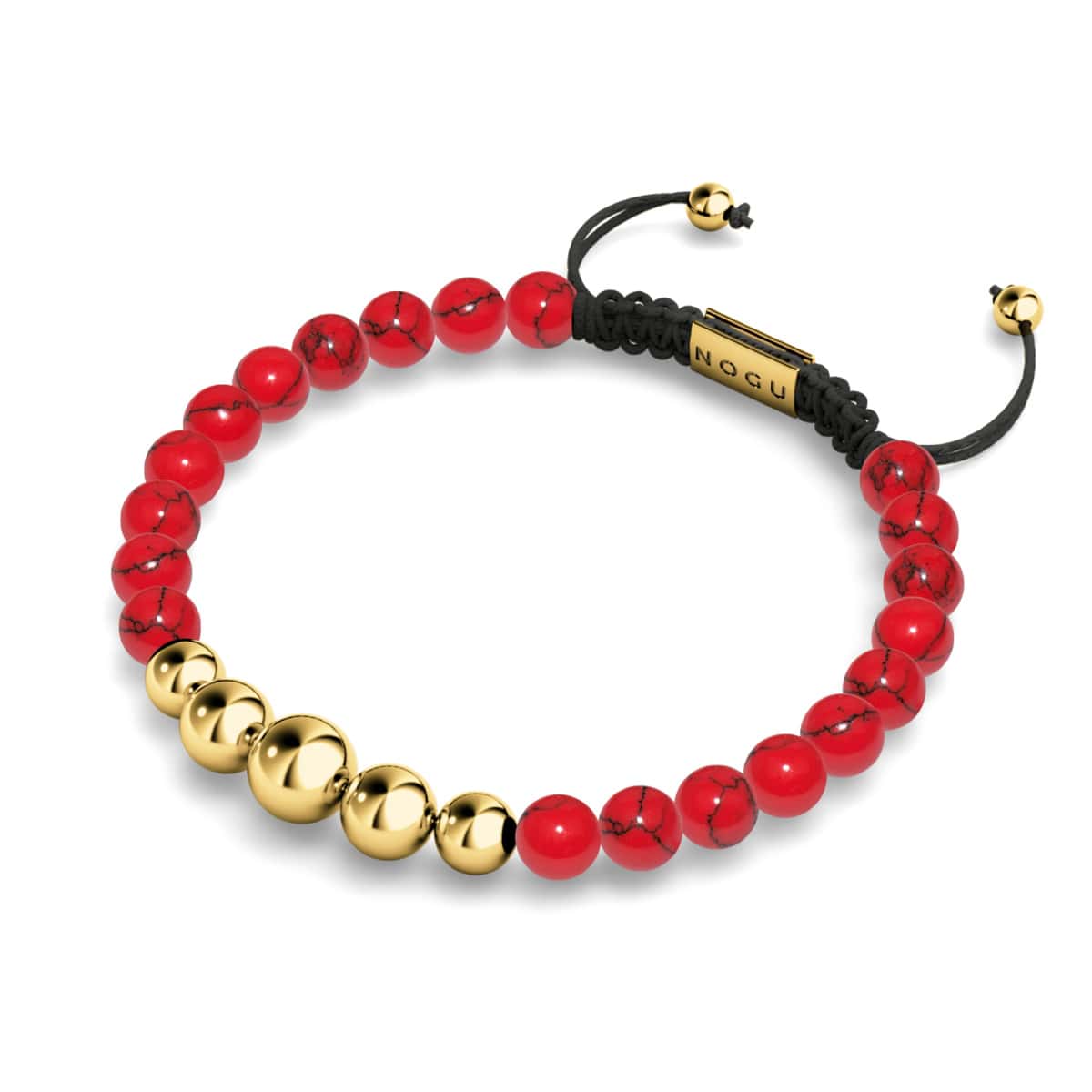Red Turquoise | Gold | Balance Gemstone Macrame Bracelet
