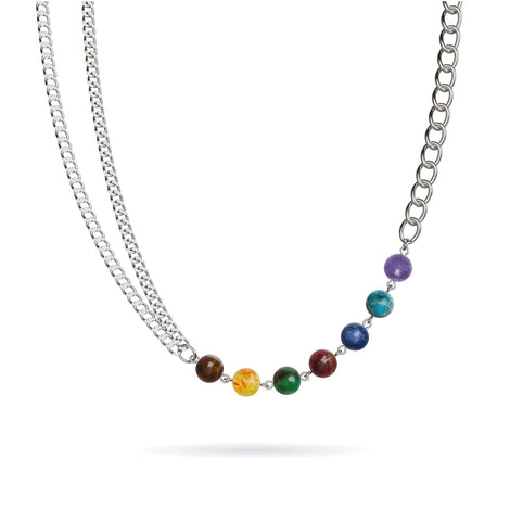 Rainbow Chakra | 7 Gemstone Chain Necklace | Silver