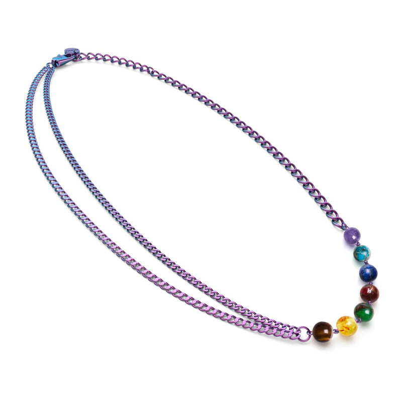 Rainbow Chakra | 7 Gemstone Chain Necklace | Unicorn Silver