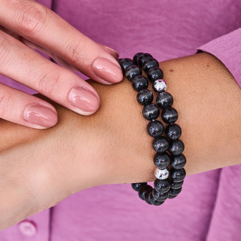 Black Sable | .925 Sterling Silver | Cheshire Glass Bracelet
