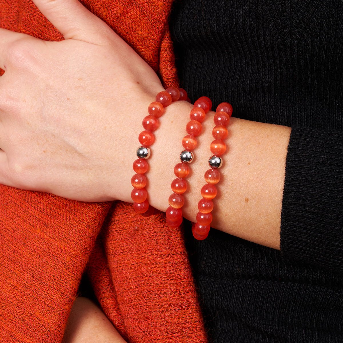 Blood Moon | .925 Sterling Silver | Cheshire Glass Bracelet