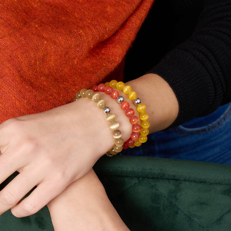 Caramel Sphynx | .925 Sterling Silver | Cheshire Glass Bracelet