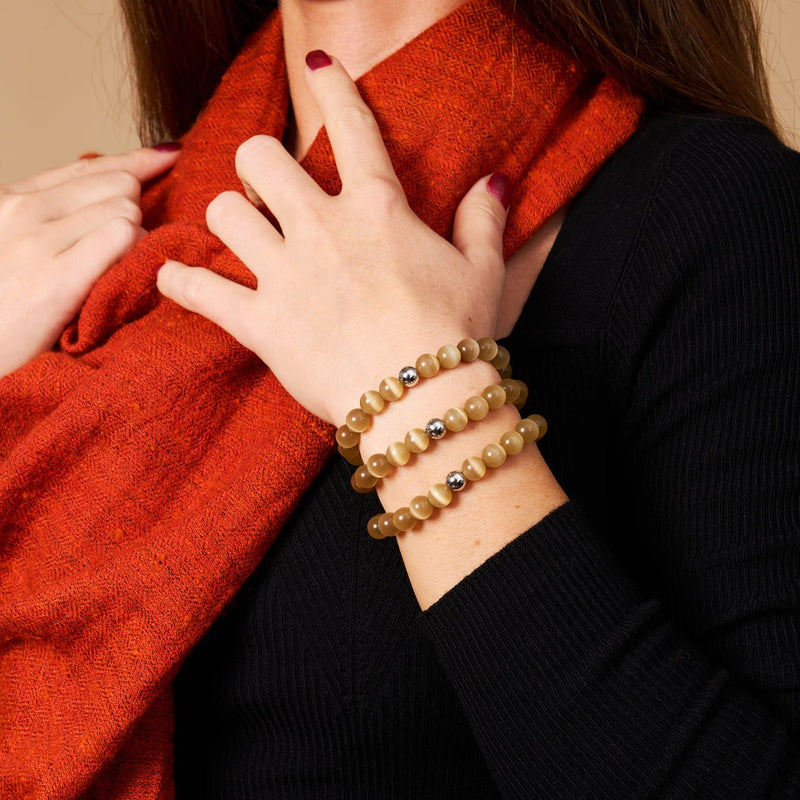 Caramel Sphynx | .925 Sterling Silver | Cheshire Glass Bracelet