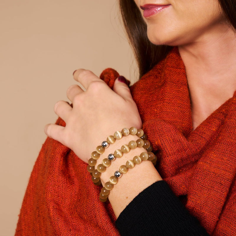 Caramel Sphynx | .925 Sterling Silver | Cheshire Glass Bracelet