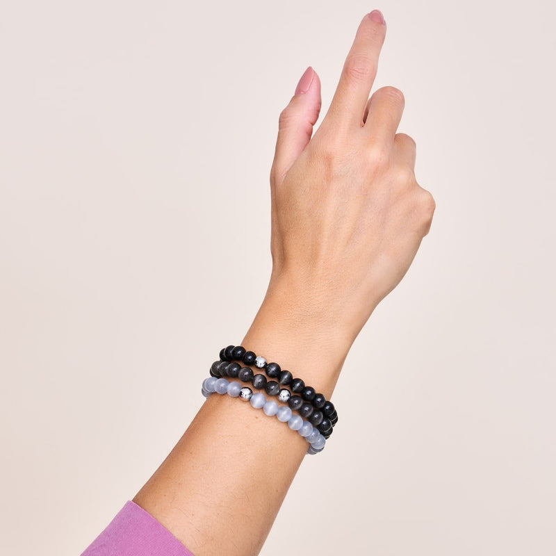 Charcoal | .925 Sterling Silver | Cheshire Glass Bracelet