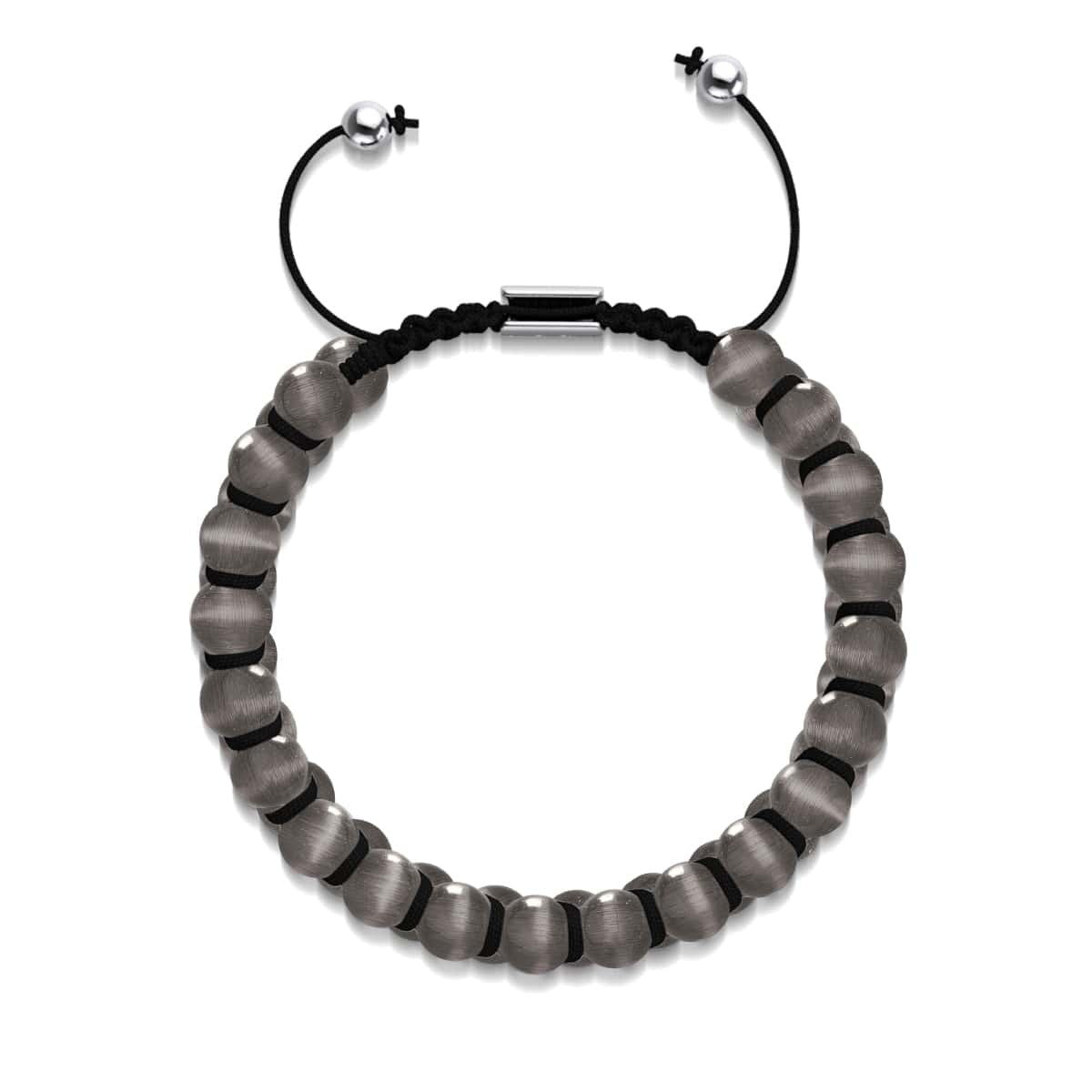 Charcoal | Silver | Cheshire Glass Double Macrame Bracelet