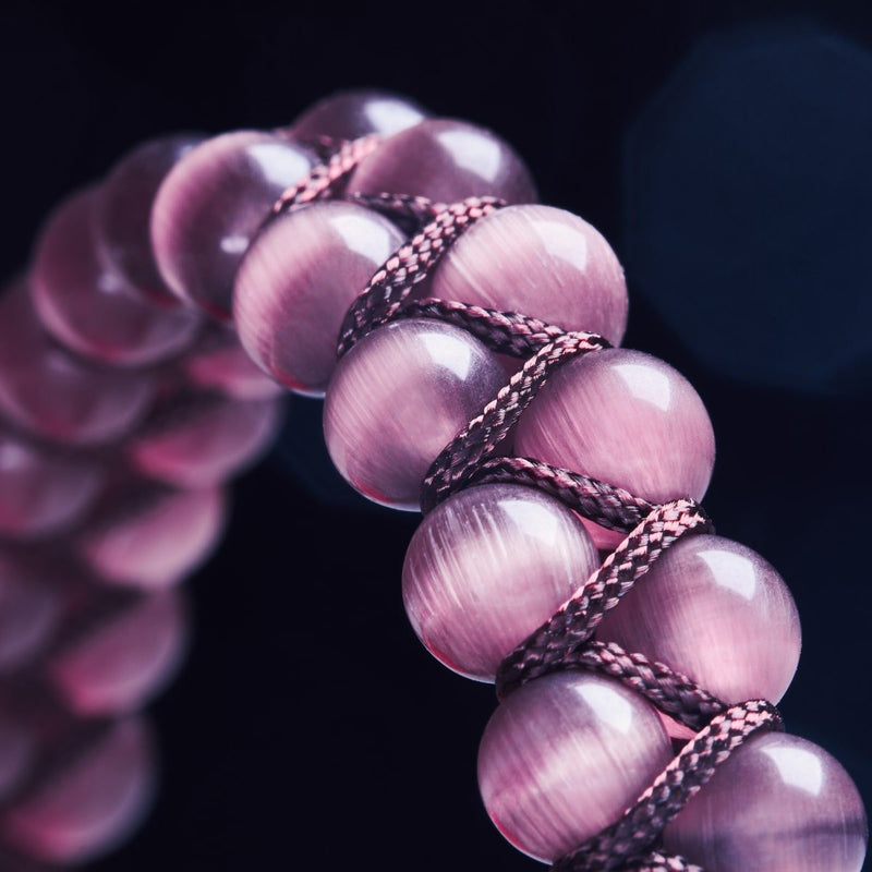 Chestnut | Silver | Cheshire Glass Double Macrame Bracelet