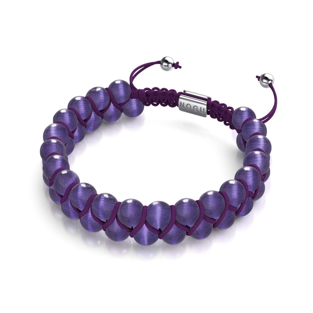 Purple | Silver | Cheshire Glass Double Macrame Bracelet