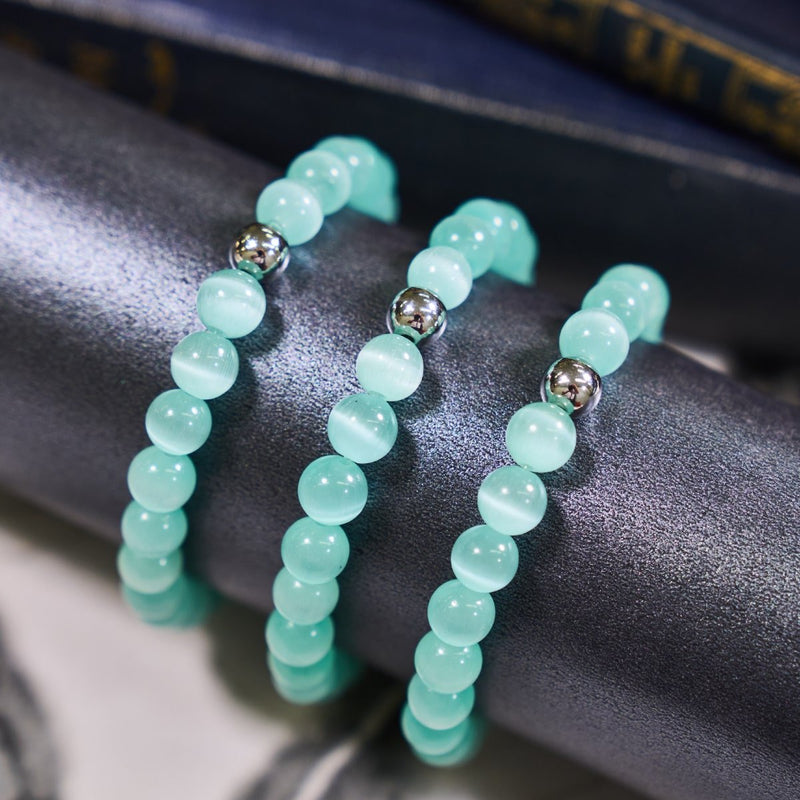 Teal | .925 Sterling Silver | Cheshire Glass Bracelet
