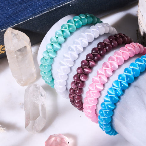 Teal | Silver | Cheshire Glass Double Macrame Bracelet