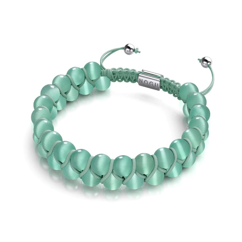 Teal | Silver | Cheshire Glass Double Macrame Bracelet