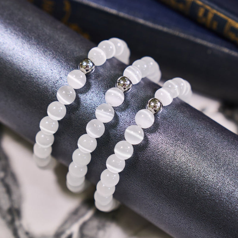 White | .925 Sterling Silver | Cheshire Glass Bracelet