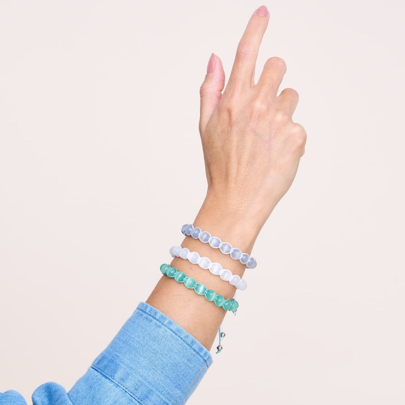 White | Silver | Cheshire Glass Charmballa Bracelet