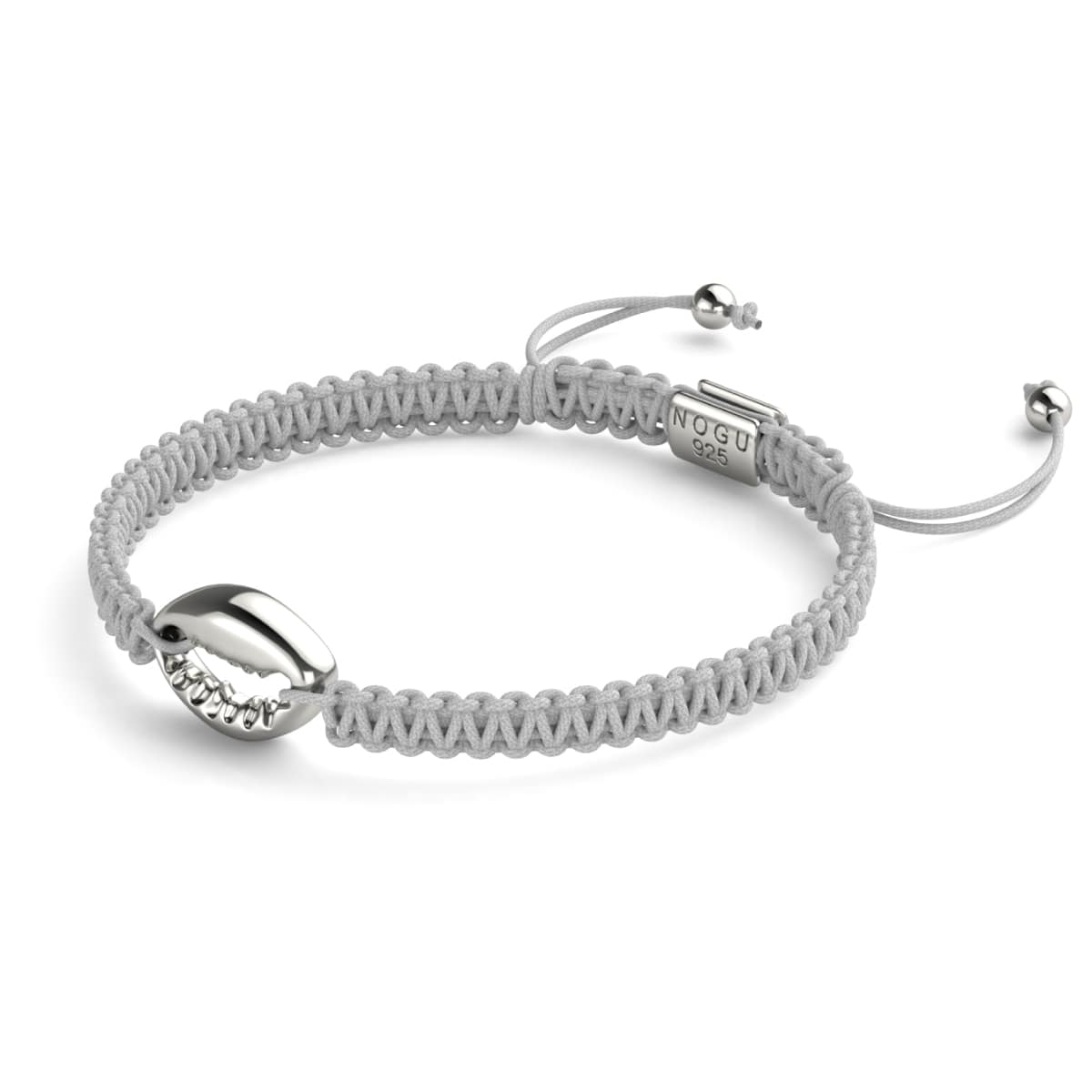 Cowrie Shell White Macrame Bracelet | .925 Sterling Silver