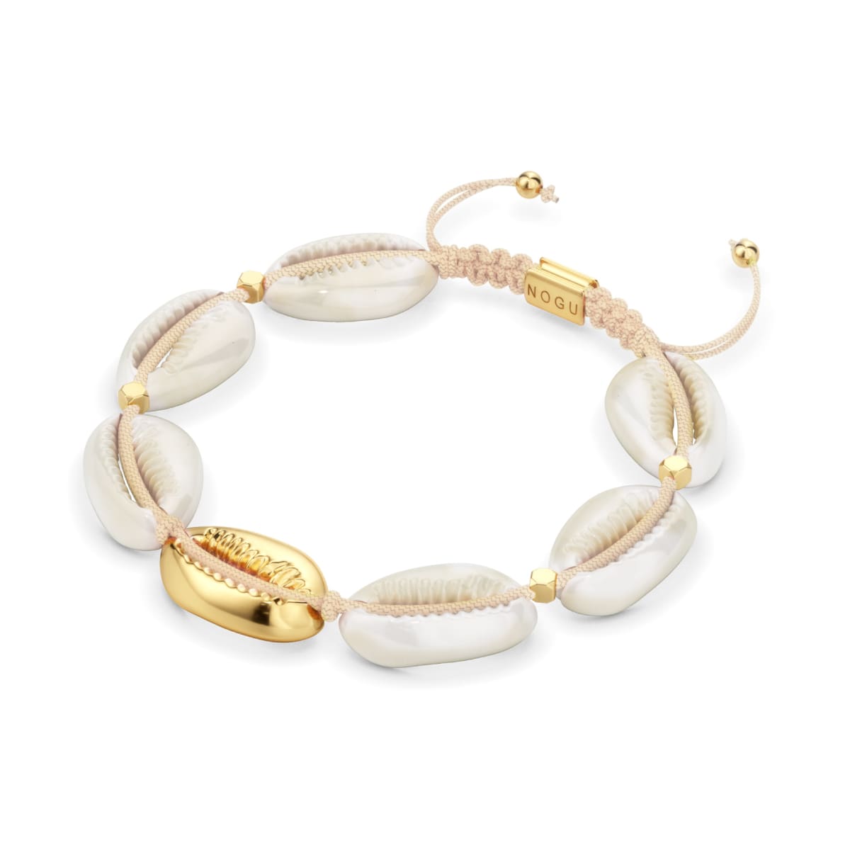 Natural Cowrie Shell | Gold | Cream Macrame Bracelet