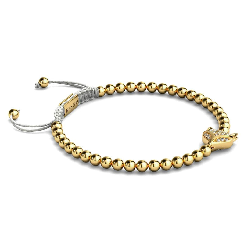 Crystal Fox | 18k Gold | White | Macrame Charmballa Bracelet