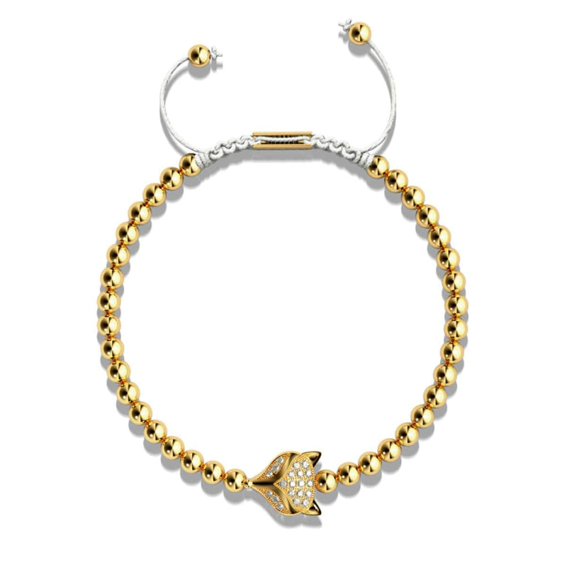 Crystal Fox | 18k Gold | White | Macrame Charmballa Bracelet