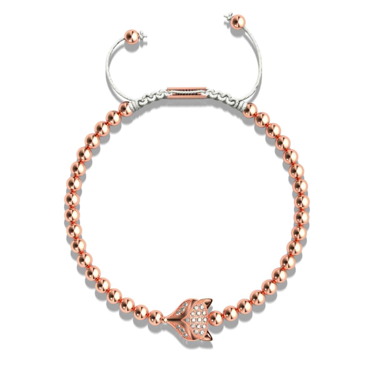 Crystal Fox | 18k Rose Gold | White | Macrame Charmballa Bracelet