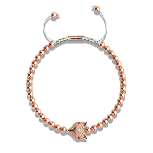 Crystal Fox | 18k Rose Gold | White | Macrame Charmballa Bracelet