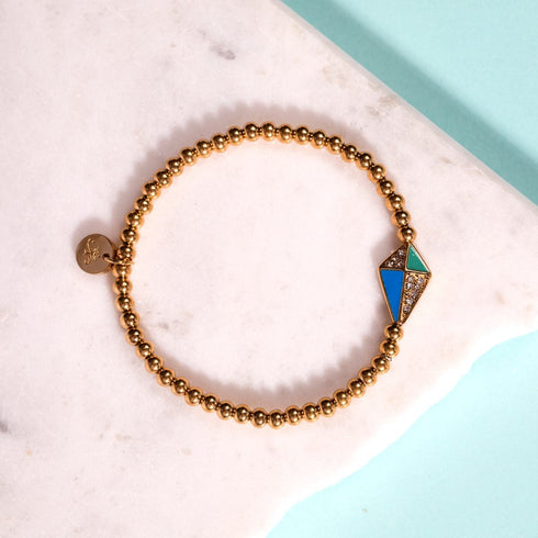 Kite | 18k Gold | Enamel | Crystal Charm Bracelet