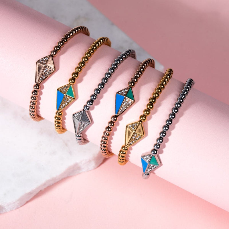 Kite | 18k Rose Gold | Enamel | Crystal Charm Bracelet