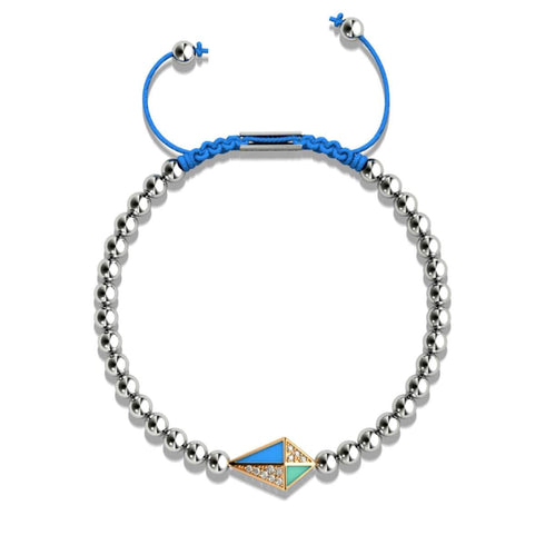 Kite | 18k Rose Gold & Silver & Blue | Enamel | Crystal Macrame Charmballa Bracelet