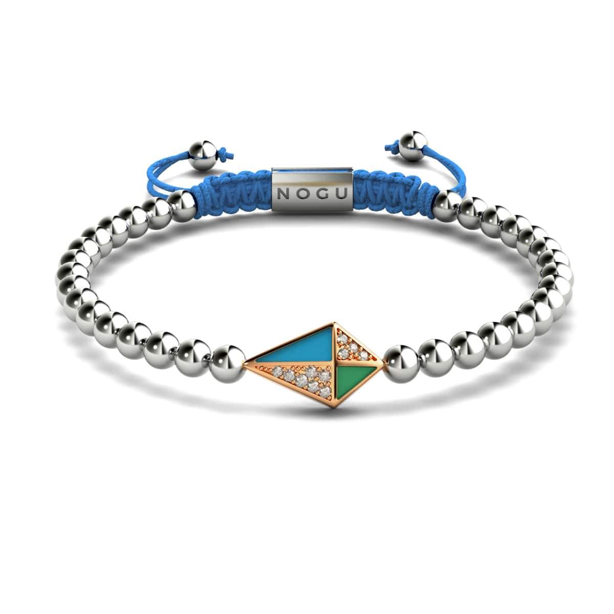 Kite | 18k Rose Gold & Silver & Blue | Enamel | Crystal Macrame Charmballa Bracelet