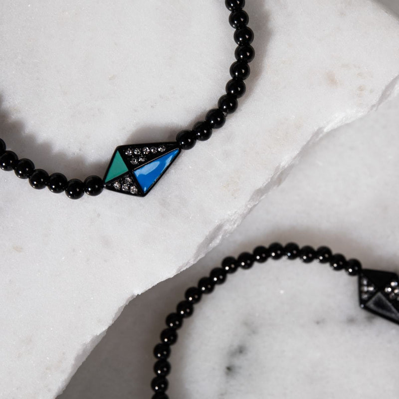 Kite | Gunmetal | Enamel | Crystal Charm Bracelet