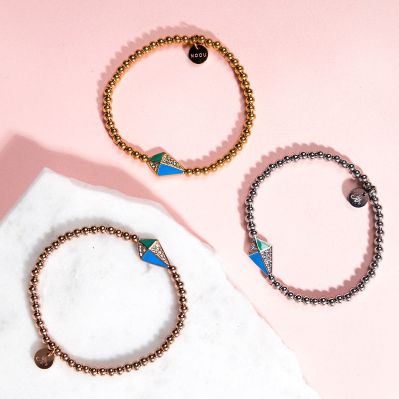Kite | Silver | Enamel | Crystal Charm Bracelet