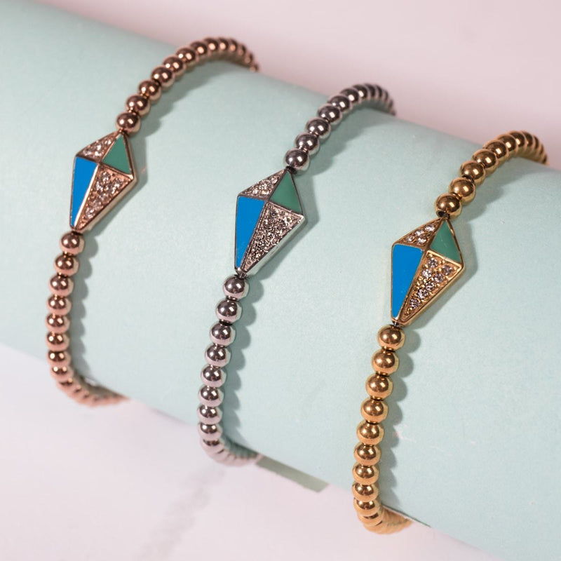 Kite | Silver | Enamel | Crystal Charm Bracelet